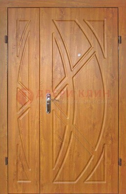 Полуторная металлическая дверь с МДФ золотой дуб ПЛ-17